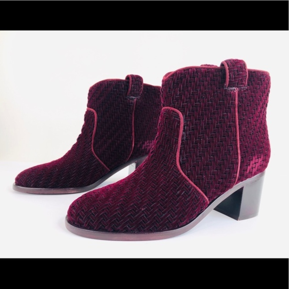 LAURENCE DACADE Nikki Woven Velvet Ankle Booties